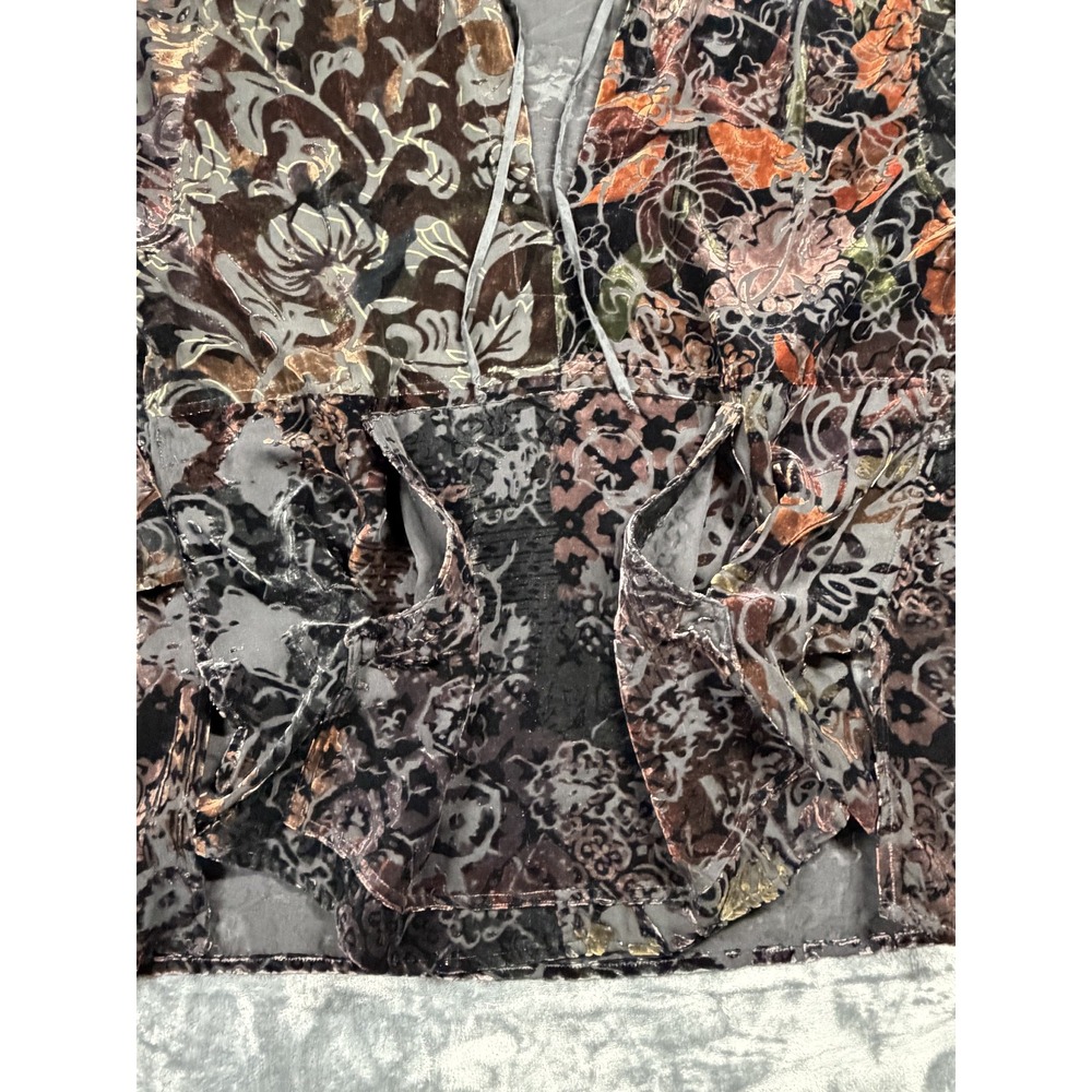 Chico's Silk Velvet Burnout Hooded Tunic Size 2 - Picture 5 of 10